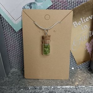 Glass bottle Peridot crystal necklace